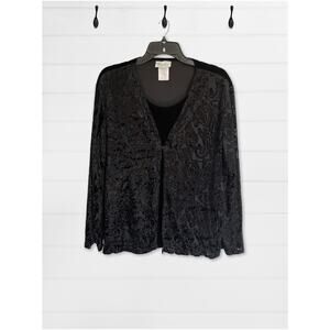 Kathie Lee Collection Black Velvet Vintage Blouse Size L